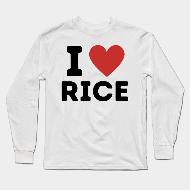 I Love Rice Simple Heart Design Long Sleeve T-Shirt by Word Minimalism
